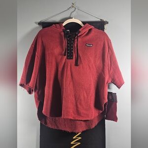 Volcom Burgundy Hooded Lace-Up Sweatshirt NWT Small
